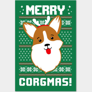 Merry Corgmas Christmas Sweater Corgi Christmas Gift Posters and Art