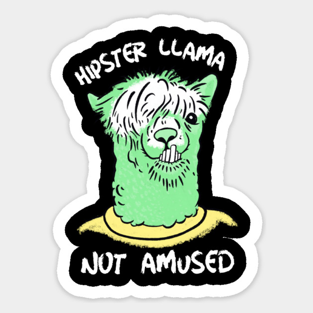 Hipster Llama Not Amused Sticker by The WYLD Tribe