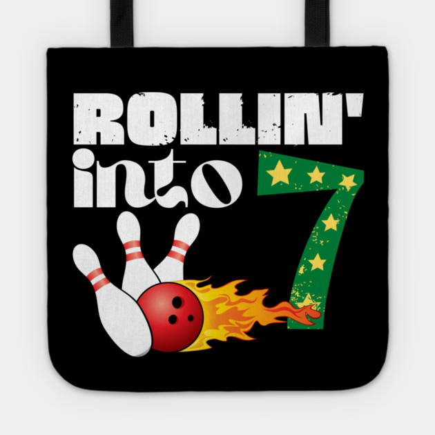 Rolling into 7 Bowling Birthday Gift Tote by The WYLD Tribe
