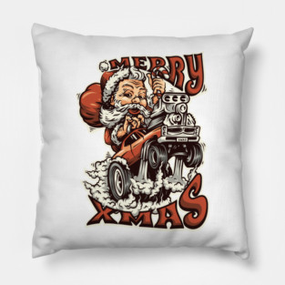Hot Rod Santa Pillow
