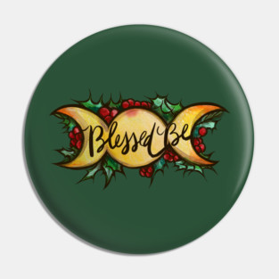 Blessed Be Yule Triple Moon Pin