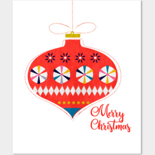 Merry Christmas retro bauble Posters and Art