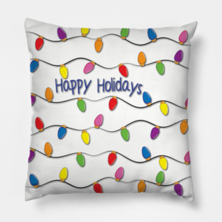 Happy Holidays with Colorful Lights Pillow