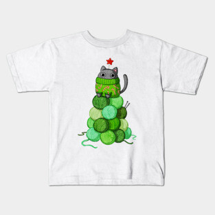 Cat Christmas Tree Kids T-Shirt