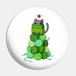 Cat Christmas Tree Pin