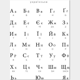 Ukrainian Alphabet Chart, Ukraine Cyrillic Language Chart, White Posters and Art