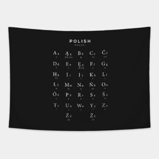 Polish Alphabet Chart, Poland Language Chart, Black Tapestry