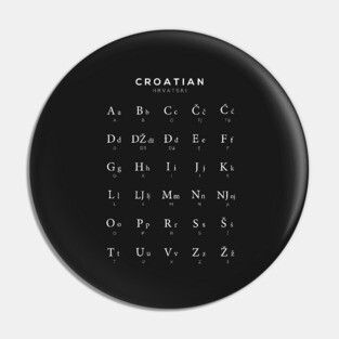 Croatian Alphabet Chart, Croatia Language Chart, Black Pin