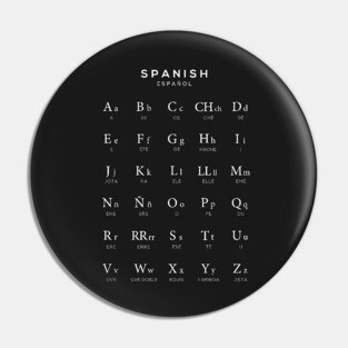 Spanish Alphabet Chart, Espanol Language Chart, Black Pin