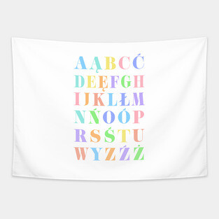 Children's Polish Alphabet Chart, Poland Language Chart, Pastel Tapestry