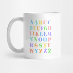 Children's Polish Alphabet Chart, Poland Language Chart, Pastel Mug