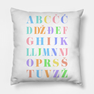 Children's Croatian Alphabet Chart, Croatia Language Chart, Pastel Pillow