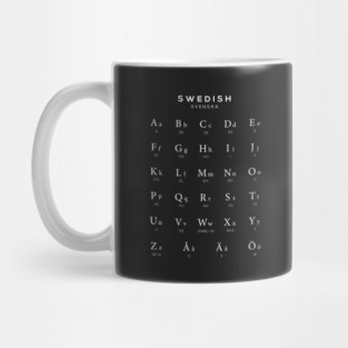 Swedish Alphabet Chart, Sweden Language Chart, Black Mug