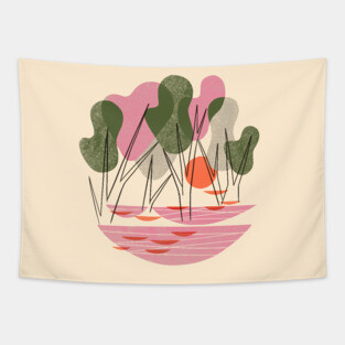 Forest Sunset Tapestry