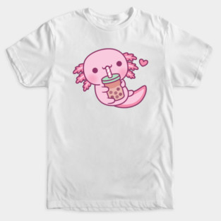 Cute Little Axolotl Loves Bubble Tea T-Shirt