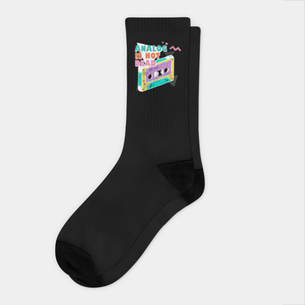 Analog is Not Dead Cassette Tape Graphic Socks by The WYLD Tribe