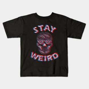Stay Weird Sugar Skull Optical Illusion Kids T-Shirt