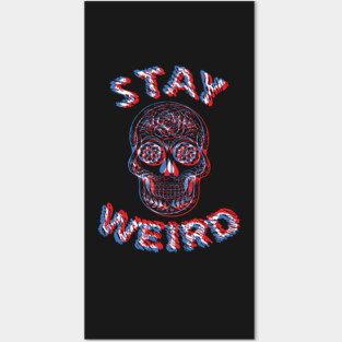 Stay Weird Sugar Skull Optical Illusion Posters and Art
