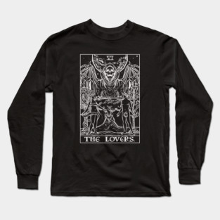 The Lovers Tarot Card (Monochrome) Long Sleeve T-Shirt
