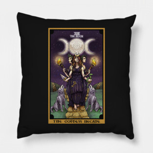 The Goddess Hecate in The Moon Tarot Card Pillow