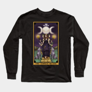 The Goddess Hecate in The Moon Tarot Card Long Sleeve T-Shirt