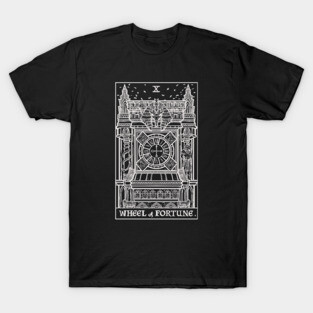 Wheel of Fortune Tarot Card Gothic Clock Tower T-Shirt