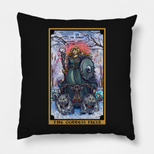 The Goddess Freya The Chariot Tarot Card Pillow
