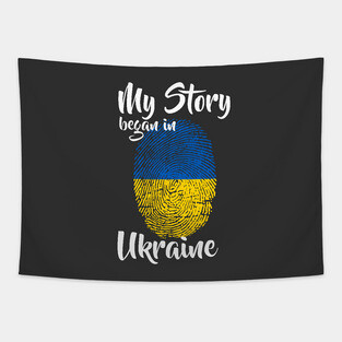 Ukraine Flag Fingerprint My Story DNA Ukrainian Tapestry