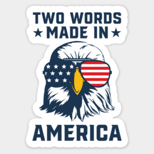 Joe Biden Says Two Words Made In America USA American Flag Patriotic Eagle Funny Biden 2 Words Quote Sticker