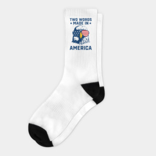 Joe Biden Says Two Words Made In America USA American Flag Funny Biden 2 Words Quote Socks