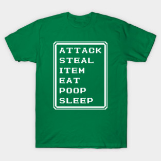 Final Fantasy Battle Menu Eat Poop Sleep Thief Version T-Shirt