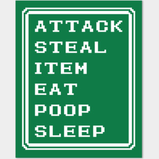 Final Fantasy Battle Menu Eat Poop Sleep Thief Version Posters and Art