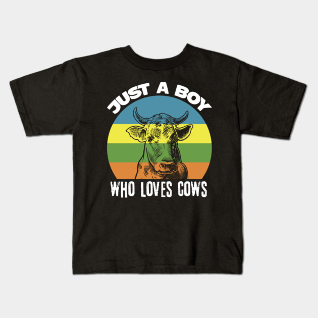 Just A Boy Who Loves Cows Kids T-Shirt by teewyld