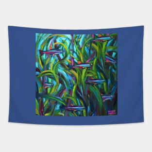 Go With The Flow Neon Tetras by Robert Phelps Tapestry