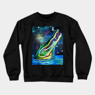 Galactic Alligator by Robert Phelps Crewneck Sweatshirt