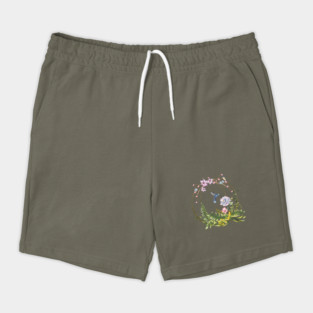 Glittering Golden Floral Hummingbird Terrarium Shorts