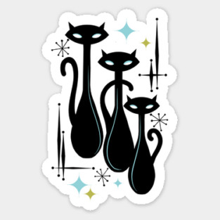 Modern Meows Atomic Age Black Kitschy Cats Sticker