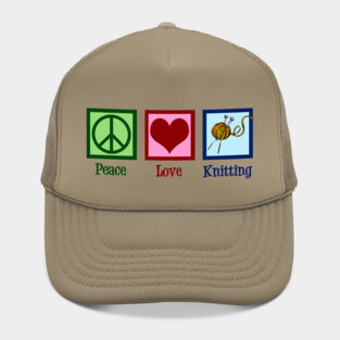 Cute Peace Love Knitting Pink Hat