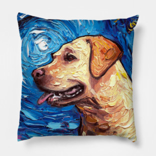Yellow Labrador Night (portrait) Pillow