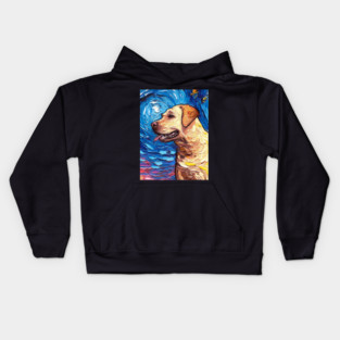Yellow Labrador Night (portrait) Kids Hoodie