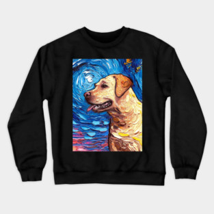 Yellow Labrador Night (portrait) Crewneck Sweatshirt