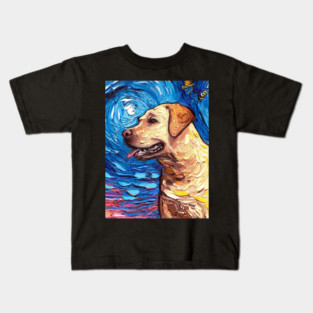 Yellow Labrador Night (portrait) Kids T-Shirt