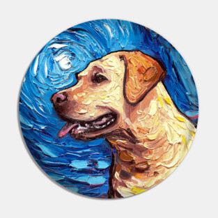 Yellow Labrador Night (portrait) Pin