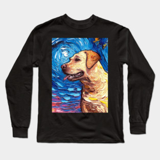 Yellow Labrador Night (portrait) Long Sleeve T-Shirt
