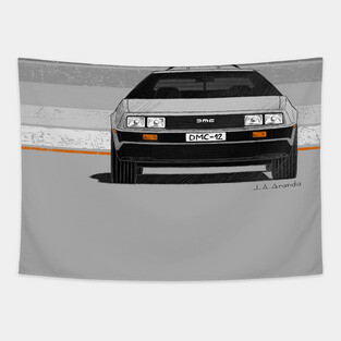 My drawing of the DeLorean DMC-12 in front view Tapestry