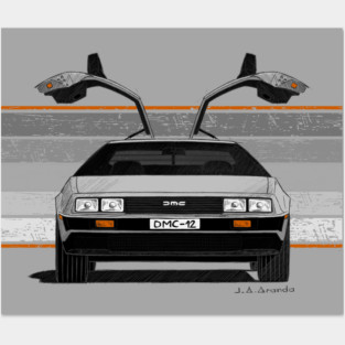My drawing of the DeLorean DMC-12 in front view Posters and Art