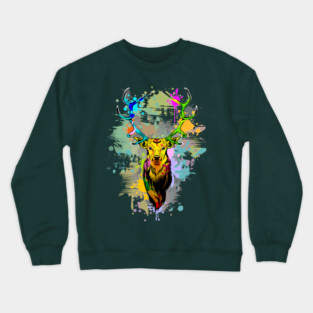 Deer PopArt Dripping Paint Crewneck Sweatshirt