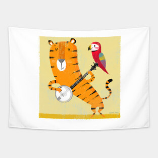 Tiger and Parrot Tapestry