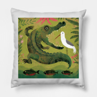 Alligator, Bird and Fish Pillow