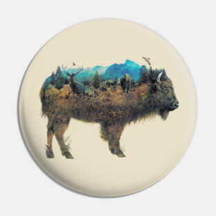 Buffalo Bison Surrealism Pin
